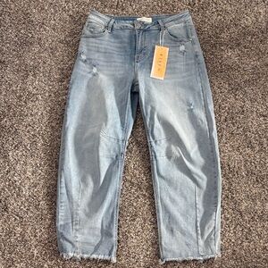 Trendy Light Blue Barrel Jeans